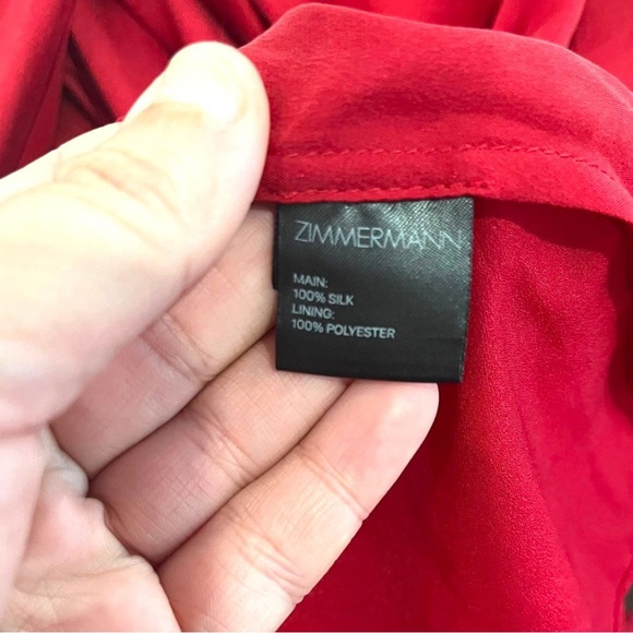 Zimmerman Sueded Silk Plunge Short Draped Dress In Red Size 2 (8US) - Picture 7 of 9